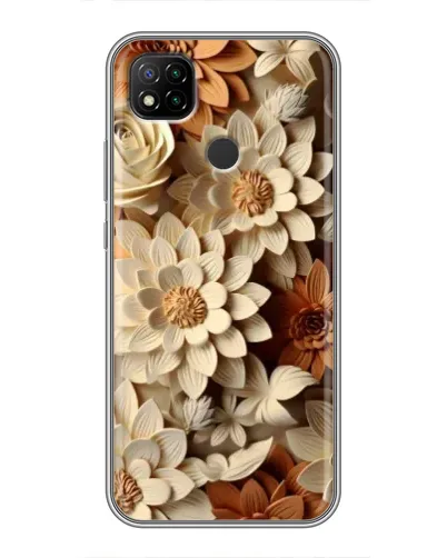 Чохол для Xiaomi Redmi 9c з картинкою «Бежевий флористичний декор»