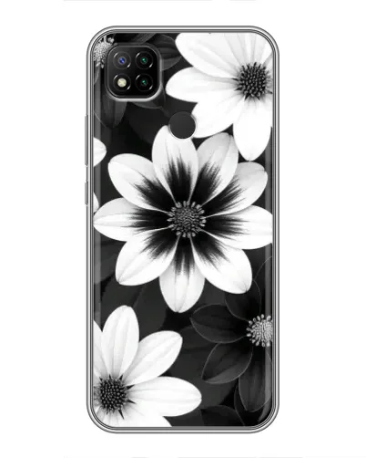 Чохол для Xiaomi Redmi 9c з картинкою «Монохромні айстри»
