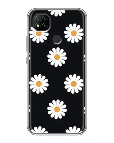 Чохол для Xiaomi Redmi 9c з картинкою «Ромашки на чорному»