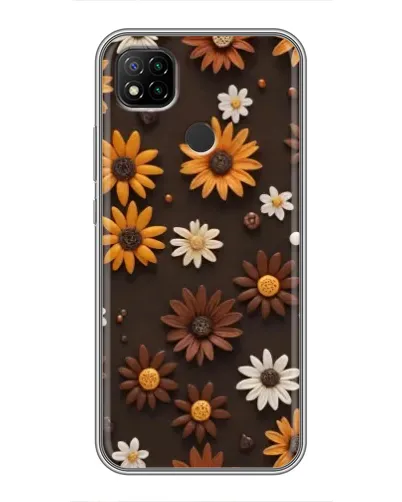Чохол для Xiaomi Redmi 9c з картинкою «Візерунок з маленьких соняшників»