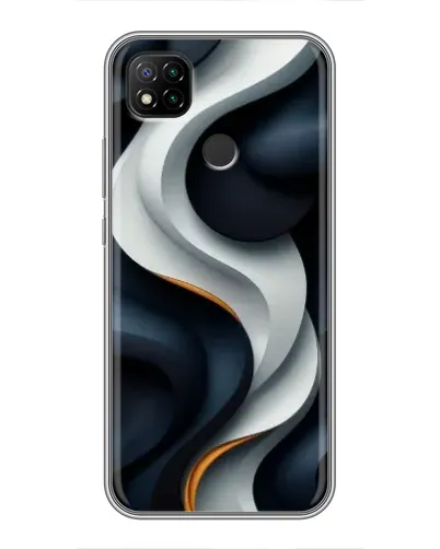 Чехол для Xiaomi Redmi 9c с картинкой «Объемные черно-белые ленты»