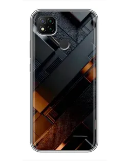 Чехол для Xiaomi Redmi 9c с картинкой «Черные геометрические блоки»