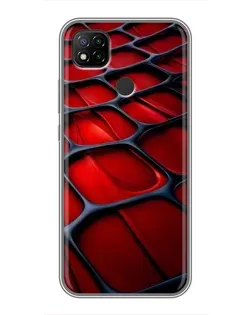 Чехол для Xiaomi Redmi 9c с картинкой «Красная глянцевая сетка»