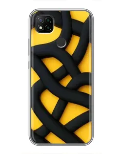 Чехол для Xiaomi Redmi 9c с картинкой «Черное желтое переплетение»