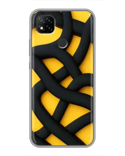 Чехол для Xiaomi Redmi 9c с картинкой «Черное желтое переплетение»