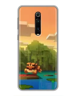 Чехол для Xiaomi Redmi K20 с картинкой «Майнкрафт закат солнца»