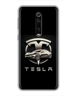 Чехол для Xiaomi Redmi K20 с картинкой «Tesla — серебристое авто»