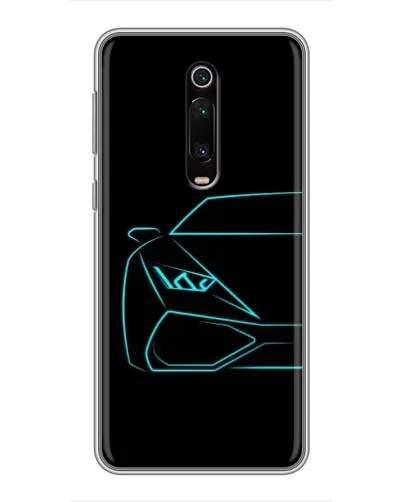 Чехол для Xiaomi Redmi K20 с картинкой «Голубой силуэт Lamborghini»