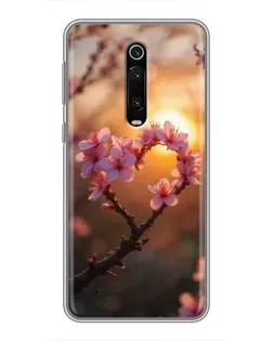 Чехол для Xiaomi Redmi K20 с картинкой «Розовый цвет сердце на фоне заката» Чехол для Xiaomi Redmi K20 с картинкой «Розовый цвет сердце на фоне заката»