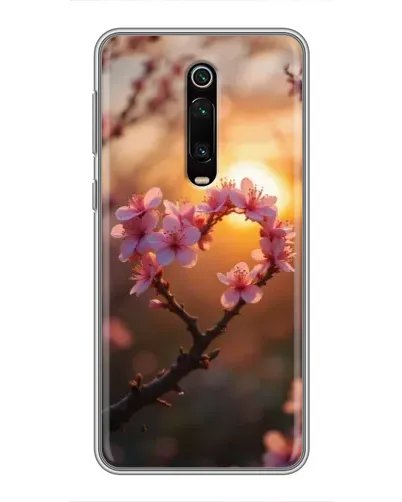 Чехол для Xiaomi Redmi K20 с картинкой «Розовый цвет сердце на фоне заката»