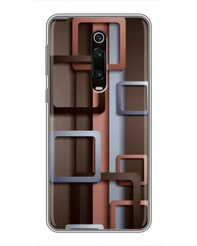 Чехол для Xiaomi Redmi K20 с картинкой «Коричневые объемные квадраты»
