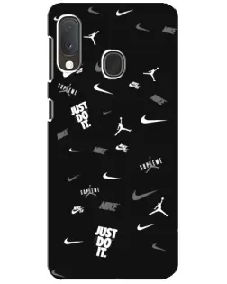 Чехол для Samsung Galaxy A20e с картинкой «Nike Black Pattern»