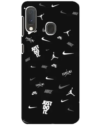 Чехол для Samsung Galaxy A20e с картинкой «Nike Black Pattern»