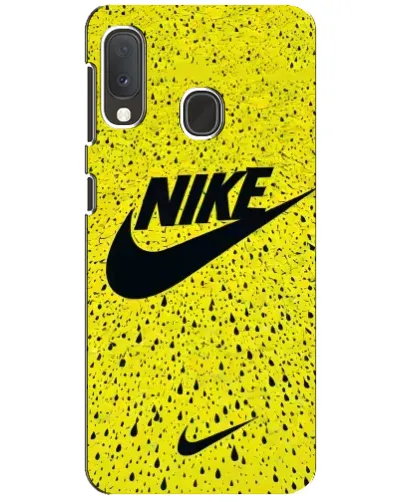 Чехол для Samsung Galaxy A20e с картинкой «Желтый текстурный Nike»