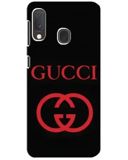 Чехол для Samsung Galaxy A20e с картинкой «Gucci — красный логотип»
