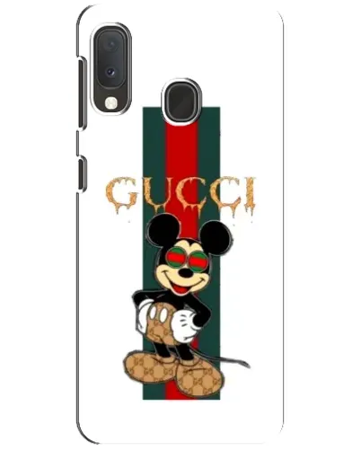 Чехол для Samsung Galaxy A20e с картинкой «Микки Маус Gucci — полосы»
