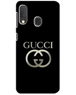 Чохол для Samsung Galaxy A20e з картинкою «Gucci — золото на чорному»