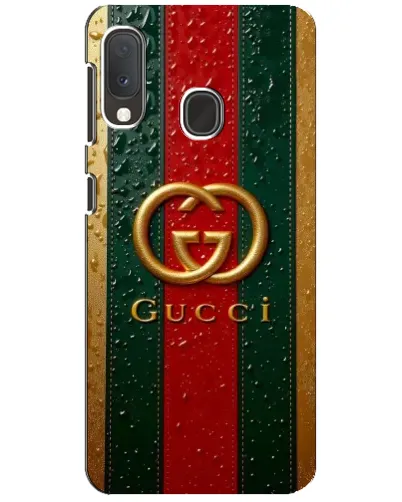 Чохол для Samsung Galaxy A20e з картинкою «Gucci — фірмова смуга та золото» Чохол для Samsung Galaxy A20e з картинкою «Gucci — фірмова смуга та золото»