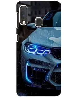 Чехол для Samsung Galaxy A20e с картинкой «Взгляд BMW с синими фарами»