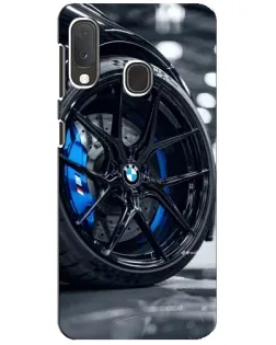 Чехол для Samsung Galaxy A20e с картинкой «Колесо BMW вблизи»
