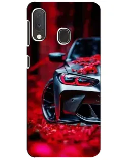 Чехол для Samsung Galaxy A20e с картинкой «Спортивная BMW и цветы»