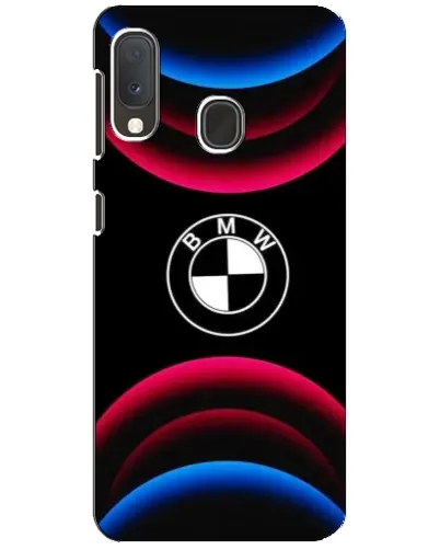 Чехол для Samsung Galaxy A20e с картинкой «Логотип BMW и неоновые дуги» Чехол для Samsung Galaxy A20e с картинкой «Логотип BMW и неоновые дуги»