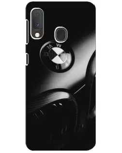 Чехол для Samsung Galaxy A20e с картинкой «Эмблема BMW — макро»