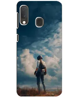 Чехол для Samsung Galaxy A20e с картинкой «Герой PUBG на скале»