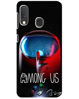 Чехол для Samsung Galaxy A20e с картинкой «Красный импостер — макро»