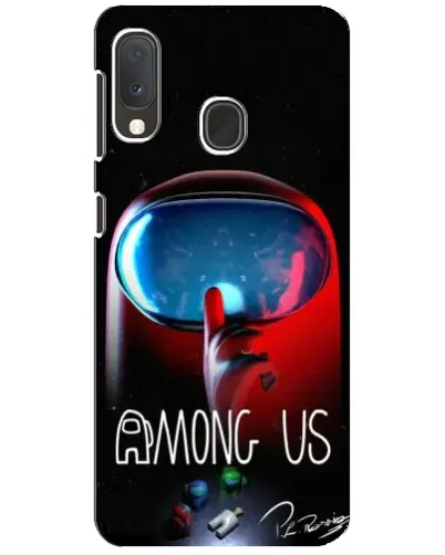 Чехол для Samsung Galaxy A20e с картинкой «Красный импостер — макро»