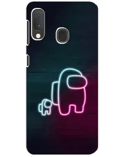 Чехол для Samsung Galaxy A20e с картинкой «Among Us неон-арт»