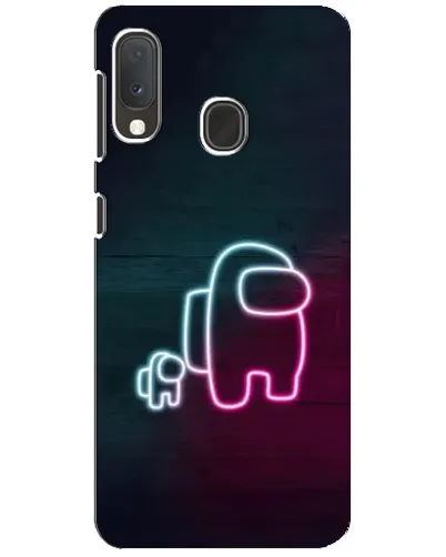 Чехол для Samsung Galaxy A20e с картинкой «Among Us неон-арт»
