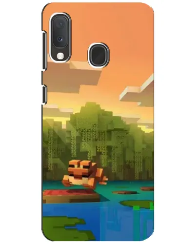 Чехол для Samsung Galaxy A20e с картинкой «Майнкрафт закат солнца»