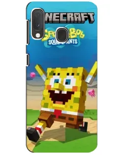 Чохол для Samsung Galaxy A20e з картинкою «Губка Боб Minecraft»