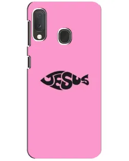 Чехол для Samsung Galaxy A20e с картинкой «Розовый символ  Jesus»