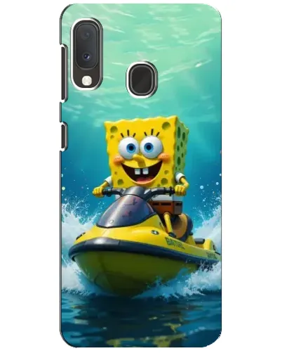 Чохол для Samsung Galaxy A20e з картинкою «Спанч Боб на гідроциклі»