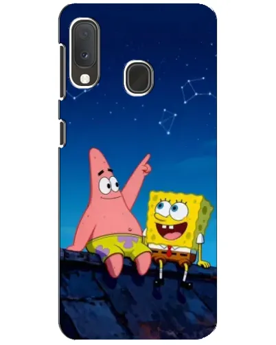 Чохол для Samsung Galaxy A20e з картинкою «Губка Боб та Патрік вночі»