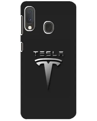 Чехол для Samsung Galaxy A20e с картинкой «Стальной логотип Tesla»