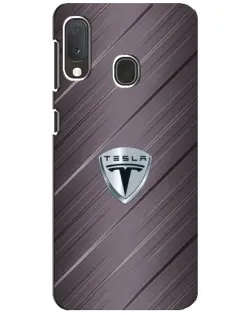 Чехол для Samsung Galaxy A20e с картинкой «Металлическая текстура Tesla»