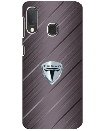 Чехол для Samsung Galaxy A20e с картинкой «Металлическая текстура Tesla»