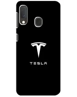 Чехол для Samsung Galaxy A20e с картинкой «Tesla White Logo»