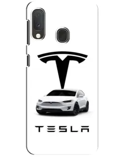 Чехол для Samsung Galaxy A20e с картинкой «Tesla White Style»