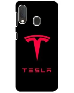 Чехол для Samsung Galaxy A20e с картинкой «Tesla Red Logo»