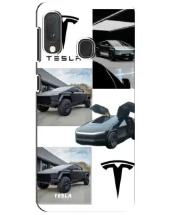 Чехол для Samsung Galaxy A20e с картинкой «Коллаж Cybertruck Tesla»