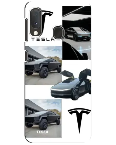 Чехол для Samsung Galaxy A20e с картинкой «Коллаж Cybertruck Tesla»