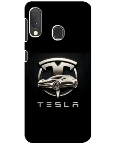 Чехол для Samsung Galaxy A20e с картинкой «Tesla — серебристое авто»