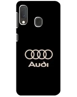 Чехол для Samsung Galaxy A20e с картинкой «Audi — золотой логотип»