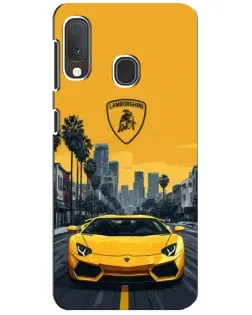 Чехол для Samsung Galaxy A20e с картинкой «Желтый Lamborghini город»