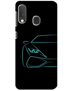 Чехол для Samsung Galaxy A20e с картинкой «Голубой силуэт Lamborghini»