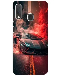 Чехол для Samsung Galaxy A20e с картинкой «Lamborghini красный дым»